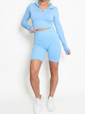 Baby Blue Seamless High Waisted Ribbed Cycling Shorts