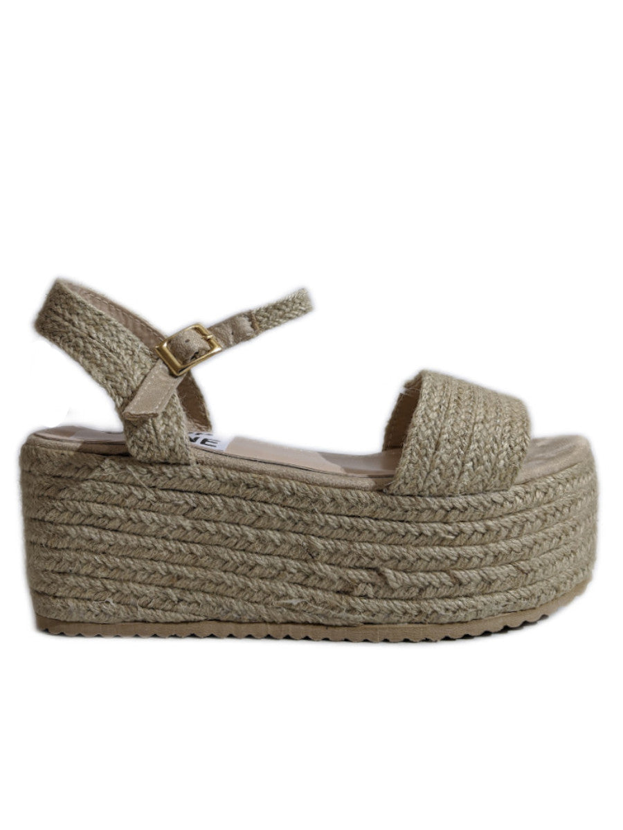 Beige Platform Braided Espadrille Sandals