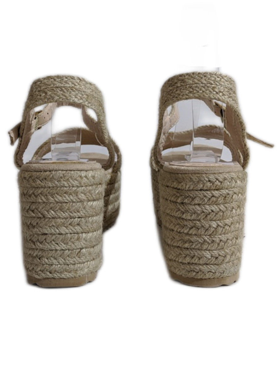 Beige Platform Braided Espadrille Sandals