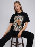 Black Bronx City Teddy Bear Graphic T-Shirt