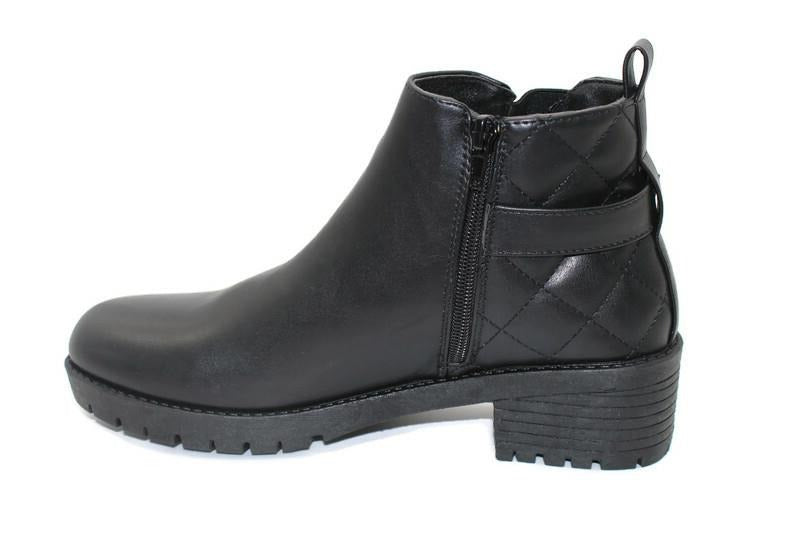 Black Buckle Quilted Chelsea Ankle Boots
