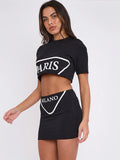 Black Paris Milano Crop Top & Skirt Co-ord Set