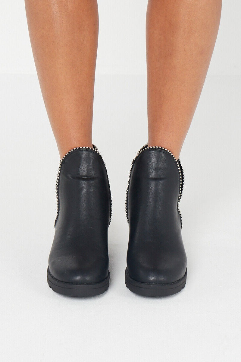 Black Studded Chelsea Ankle Boots 