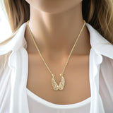 Gold Jeweled Angel Wings Necklace