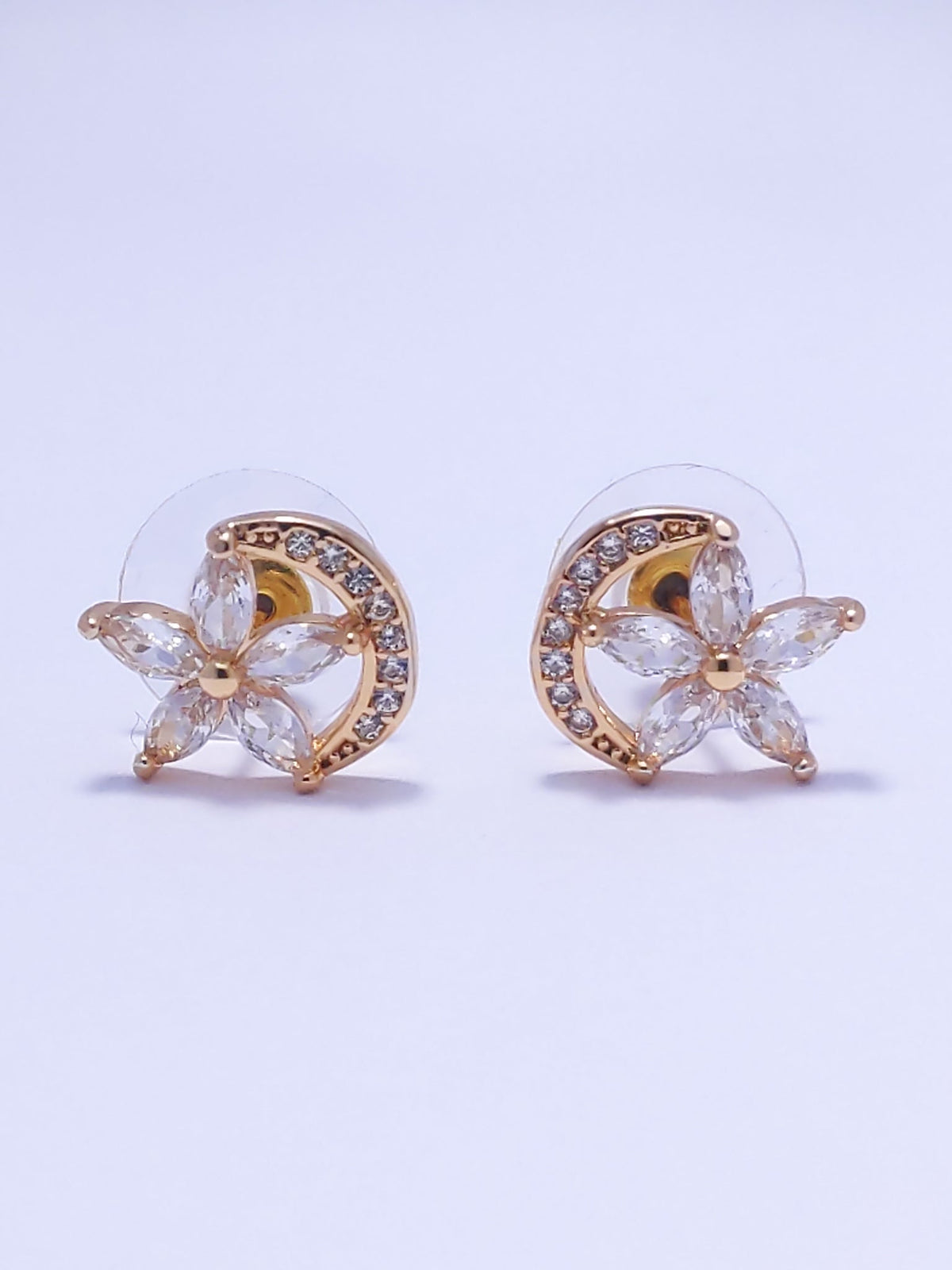 Gold Star Stud Diamond Earrings
