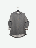 Grey Ribbed Lightweight Button Hooded Jacket