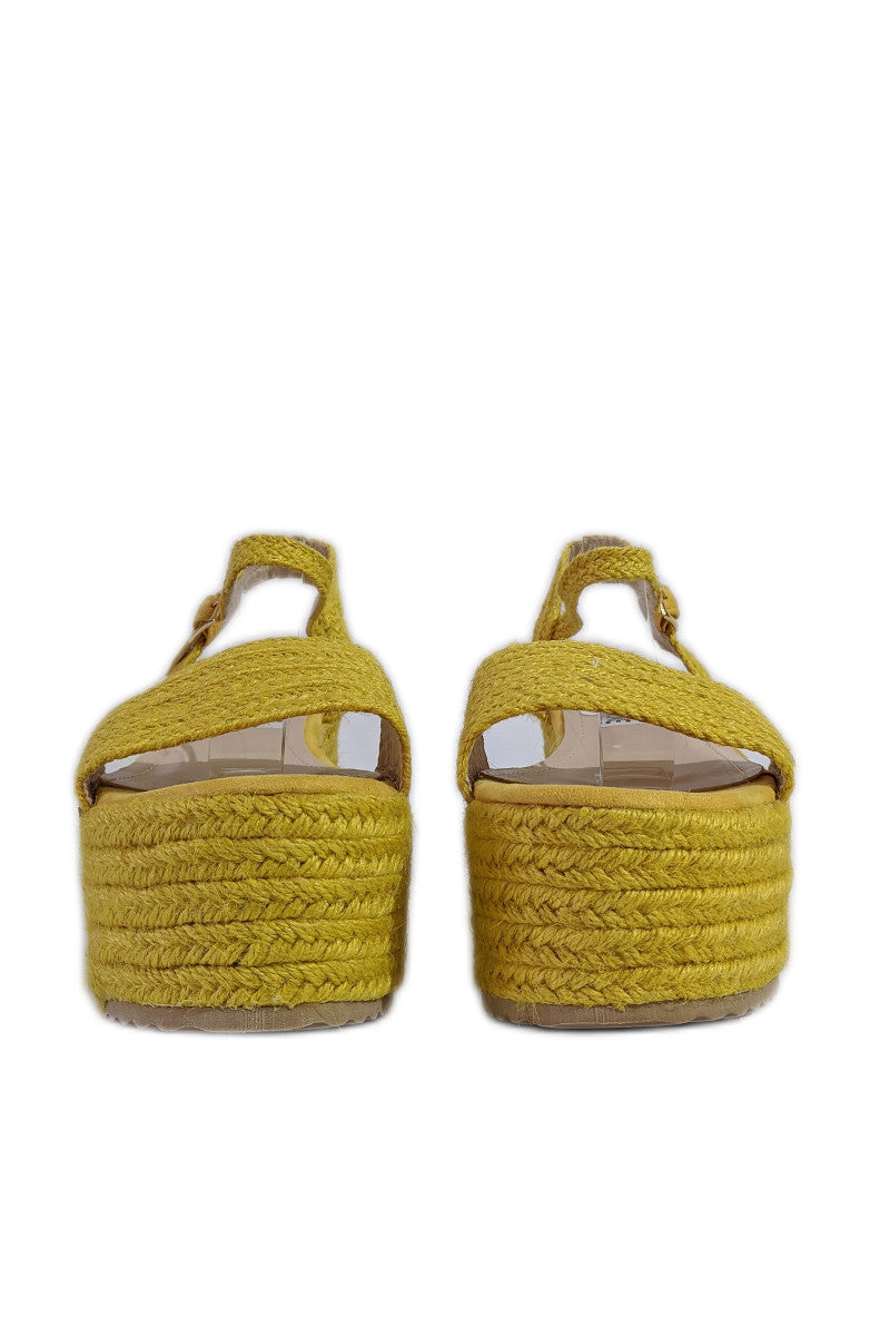 Mustard Platform Braided Espadrille Sandals