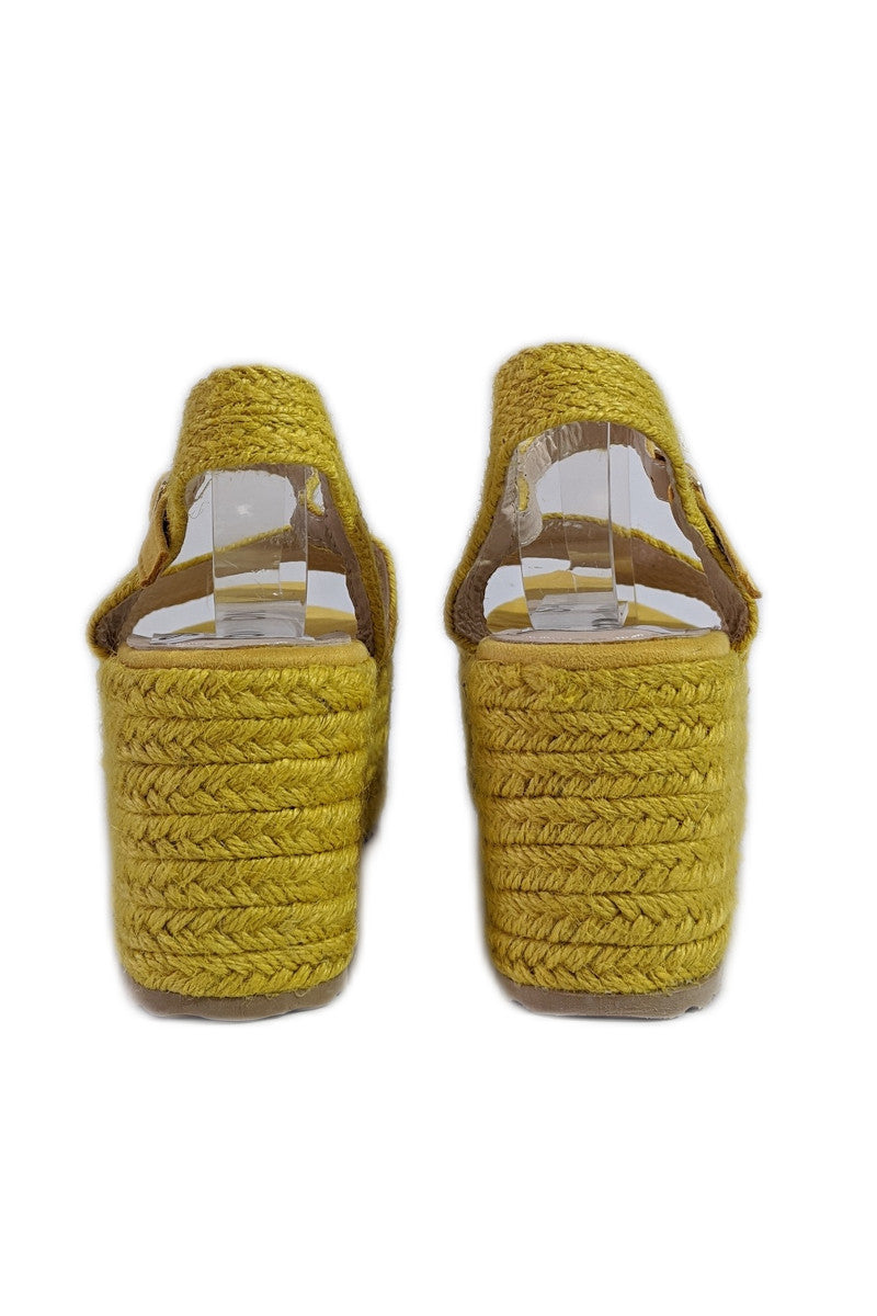 Mustard Platform Braided Espadrille Sandals