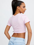 Pink Riders Motorcycle Graphic Crop Top