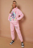 Pink Teddy Bear Oversized Hoodie & Jogger Graphic Loungewear Co-ord