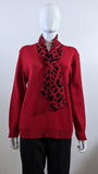 Red Leopard Pattern Scarf Jumper