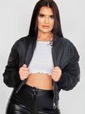 Black Zip Up Bomber Jacket