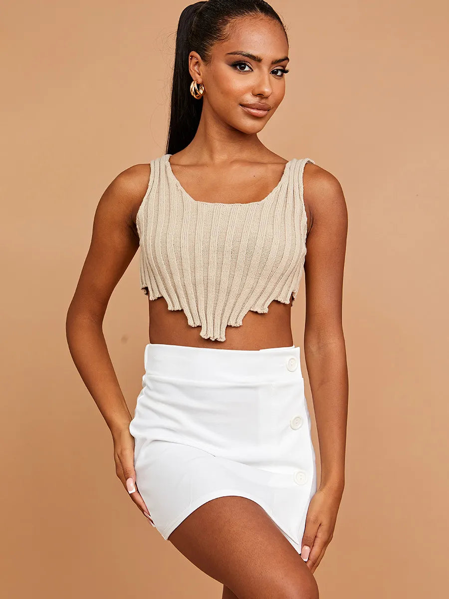 Stone Hem Knitted Vest Crop Top