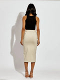 Stone Slit Cargo Style Midi Skirt With Matching Belt
