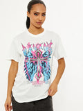 White Divine Cross Graphic Printed T-Shirt