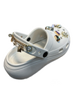 White Multi Charm Chunky Clogs