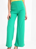 Green High Waisted Flare Trousers 