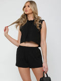 Black Hooded Crop Top & Shorts Loungewear Co-ord