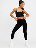 Black Super Stretchy Thick Ribbed Seamless High Waisted Gym Leggings