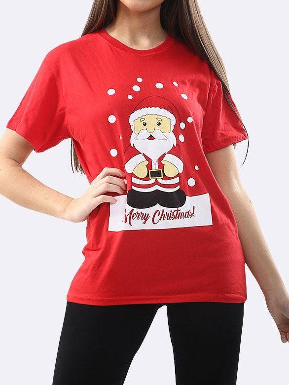 Red 'Merry Christmas' Santa Christmas T-Shirt