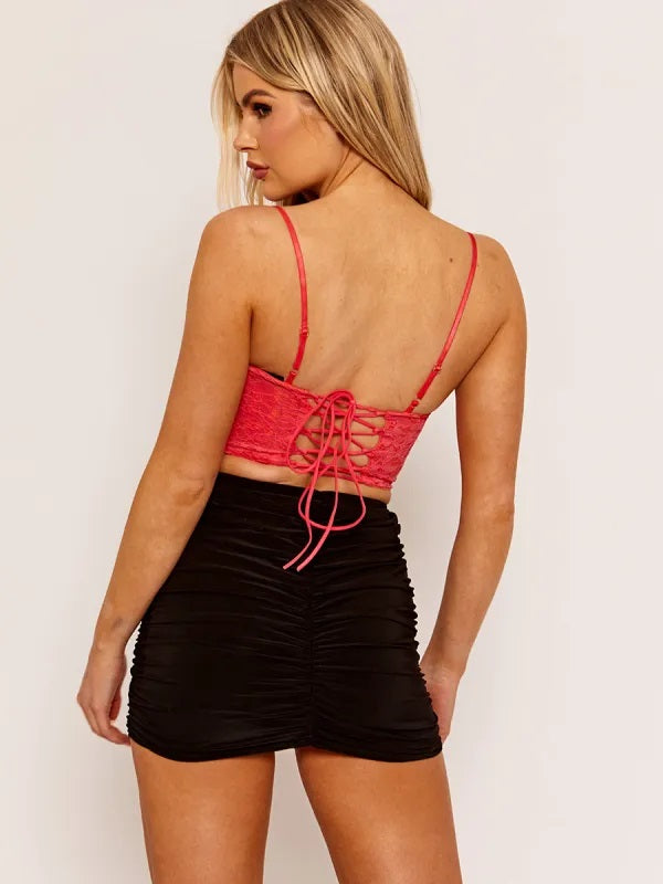 Coral Lace Corset Top