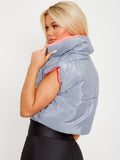 Grey Reversible Padded Cropped Waistcoat Gilet