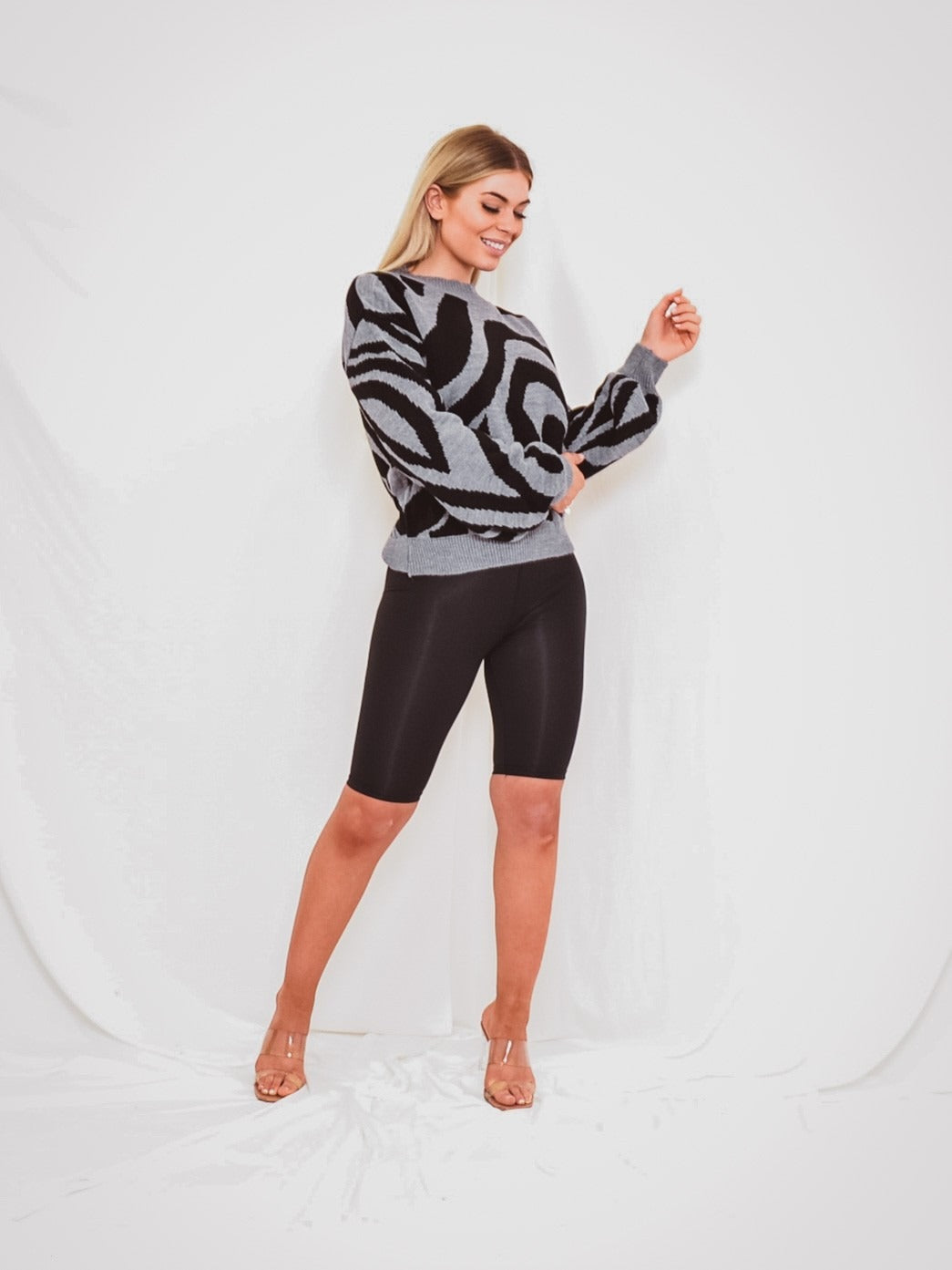 Grey Zebra Knitted Jumper