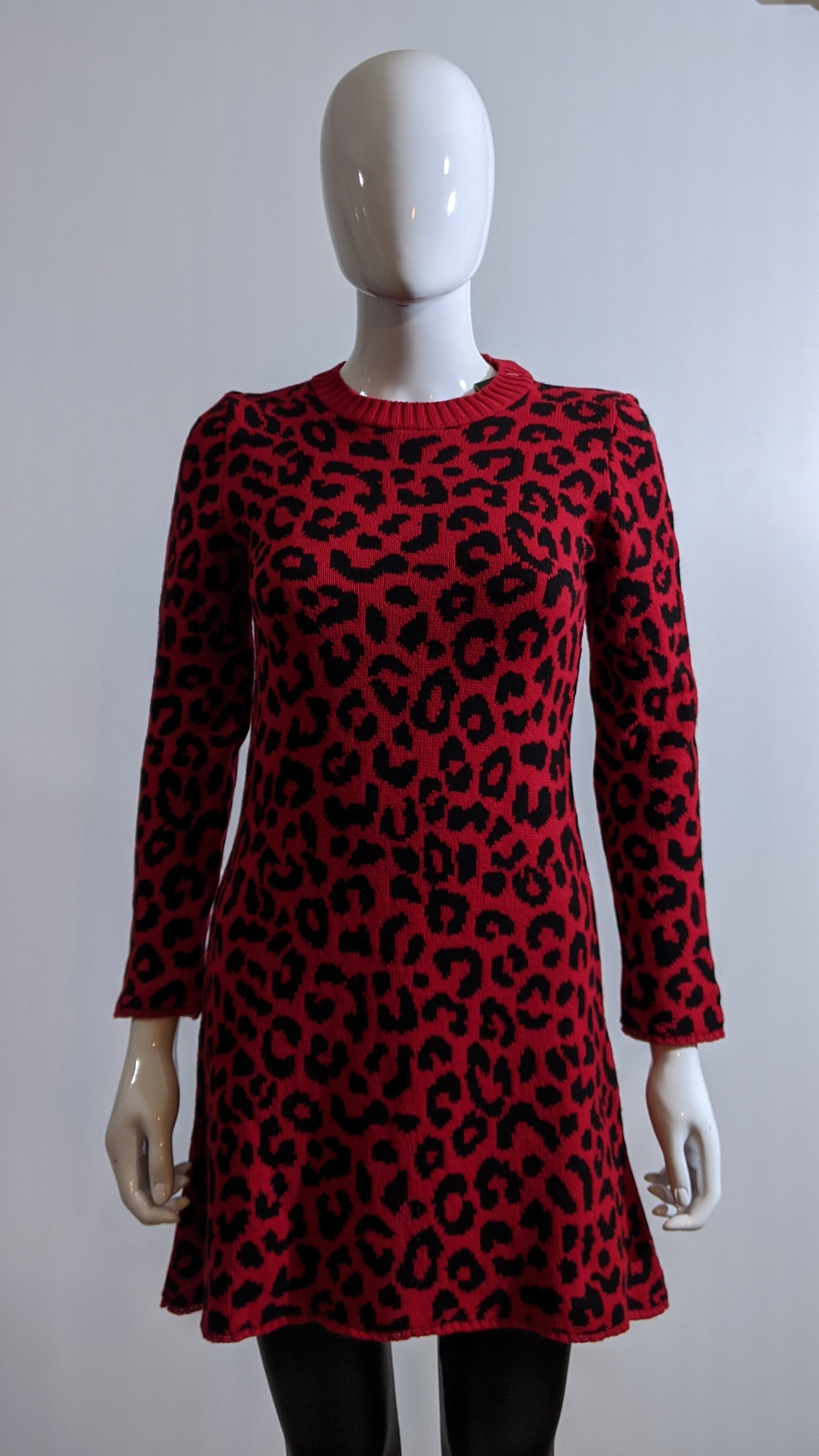 Red Leopard Pattern Swing Jumper Dress