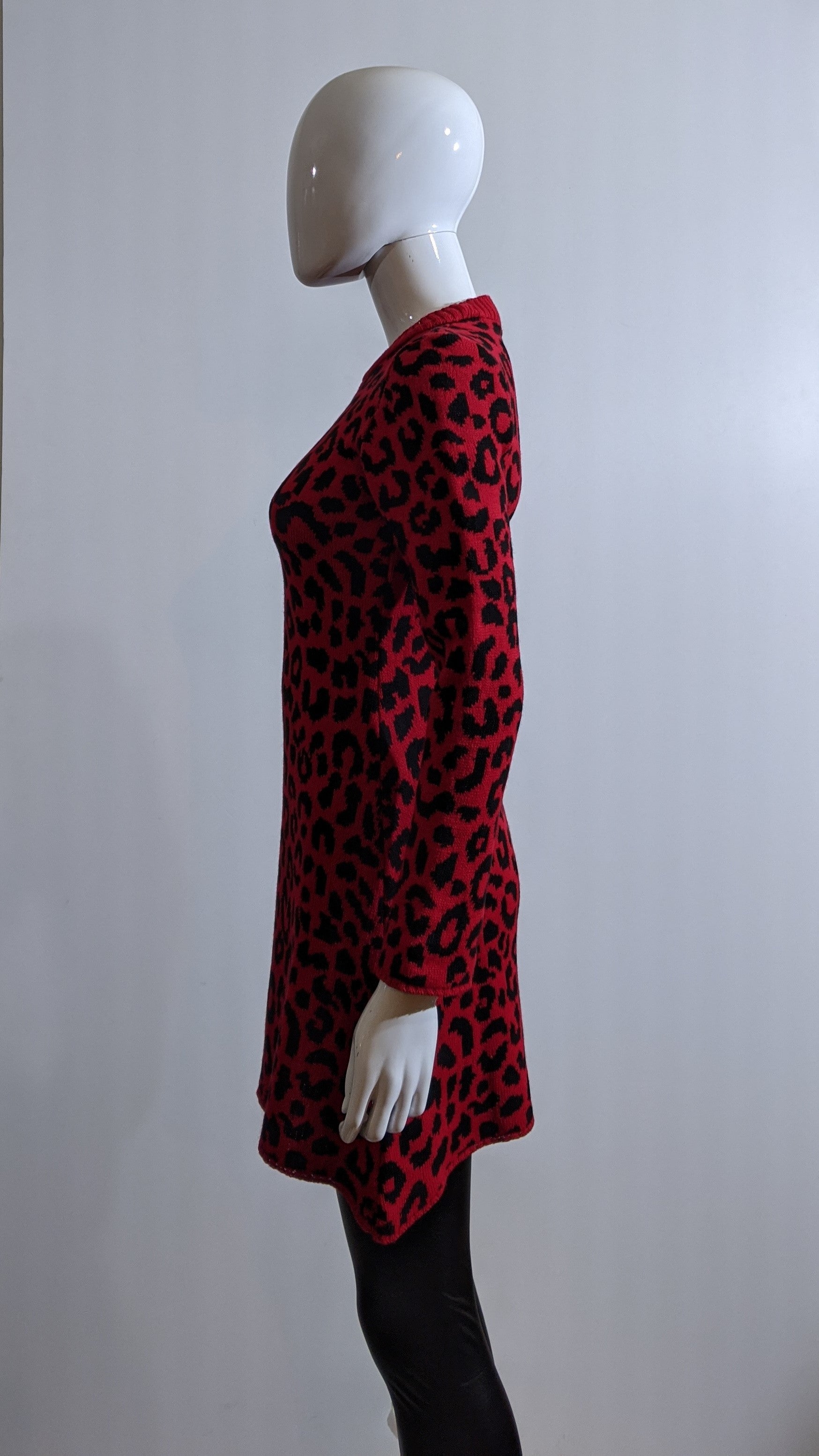 Red Leopard Pattern Swing Jumper Dress