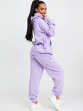 Lilac Towelling Embroidered New York Hooded Fleece Loungewear Set