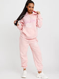 Pink Towelling Embroidered New York Hooded Fleece Loungewear Set