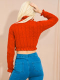 Red Cable Knit Frill Crop Jumper