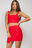 Red Top & Skirt Buckle Co-Ord Set