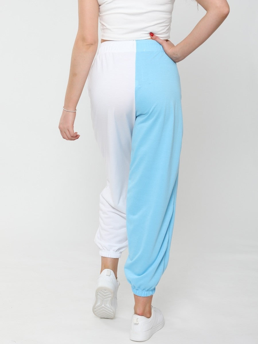 Blue Two Tone Oversized Joggers