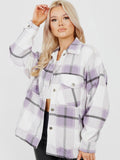 Lilac Purple Oversized Checked Shirt Jacket