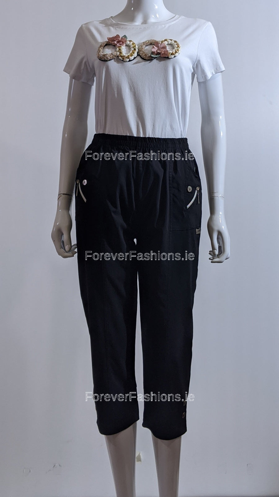 Black Cropped Cotton Trouser