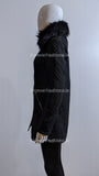 Black Faux Fur Collar Slim Padded Coat