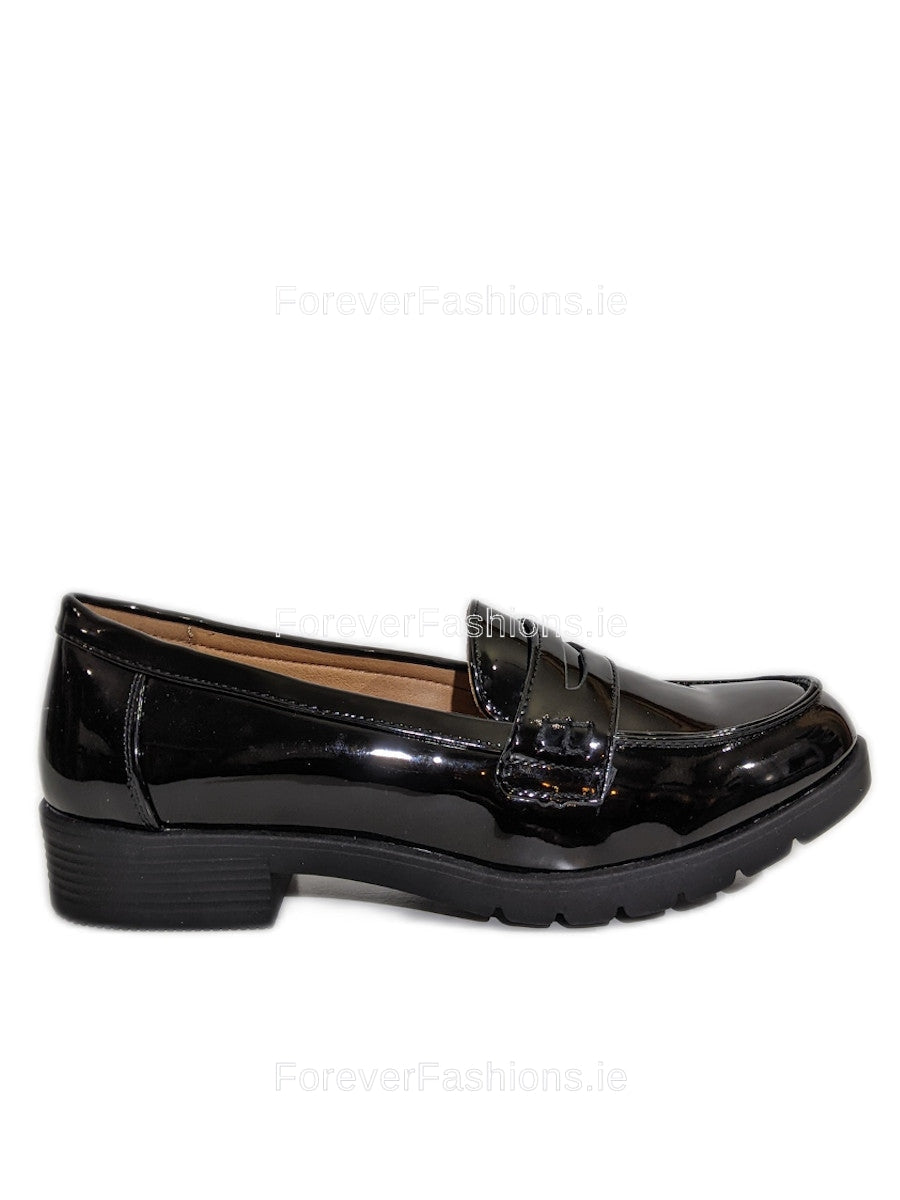 Black Patent Loafers Flat Shoes