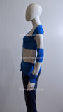 Blue And White Stripe Button UP Two Pockets Cardigan