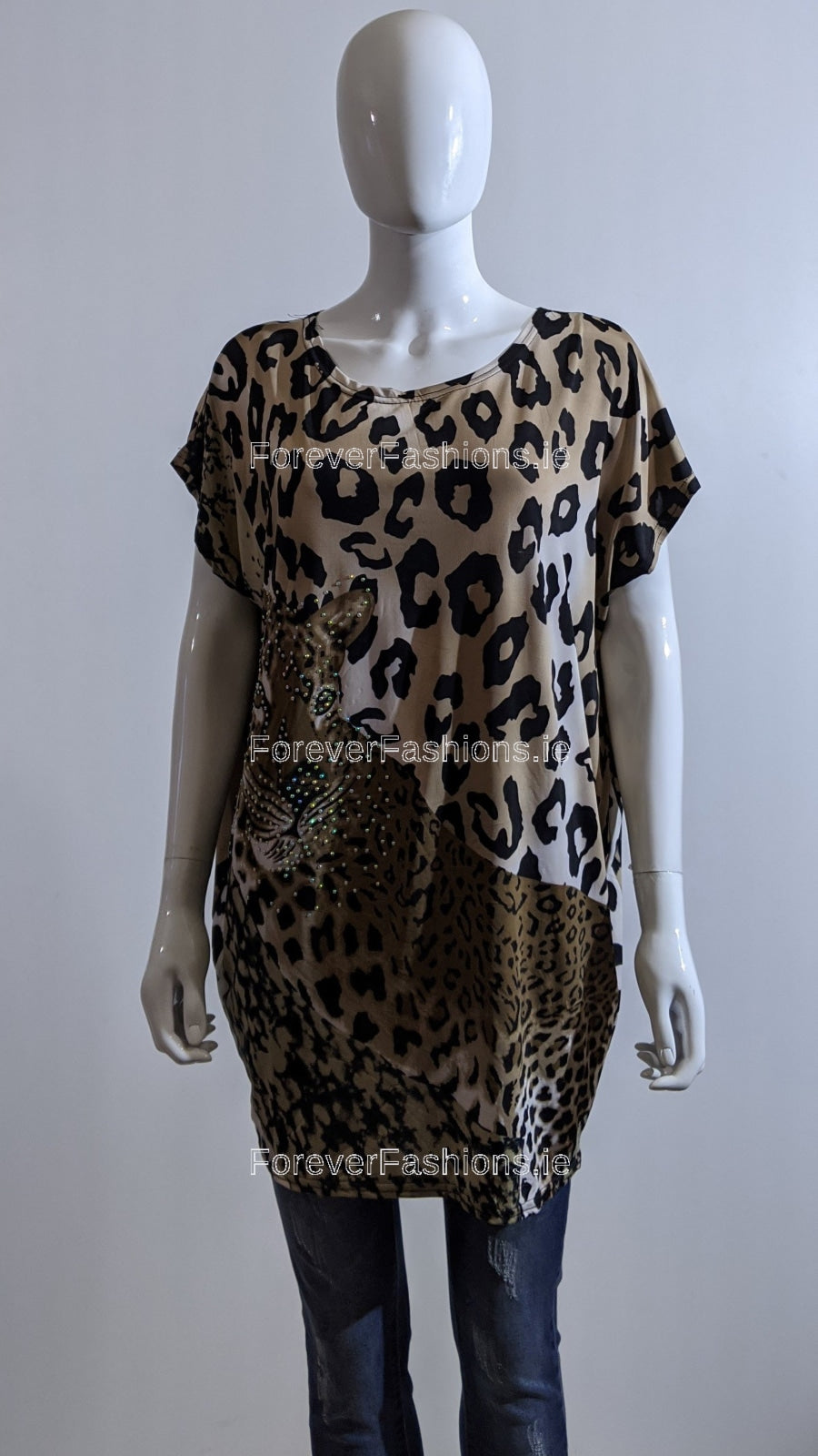 Brown Leopard Print Glitter Top