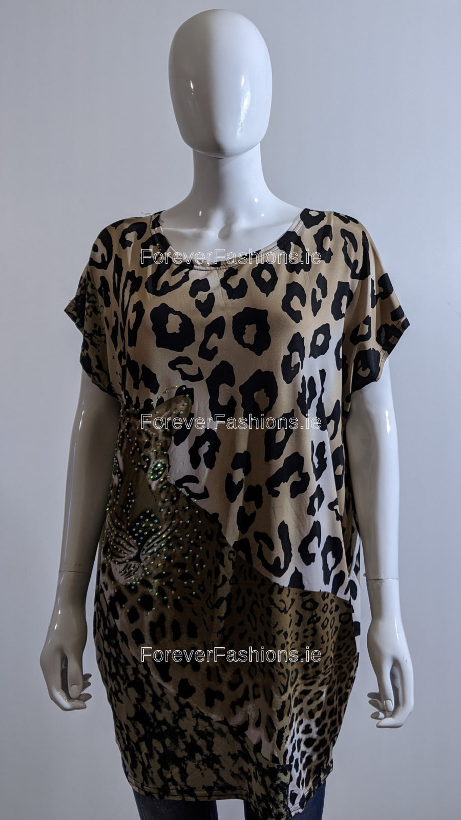 Brown Leopard Print Glitter Top