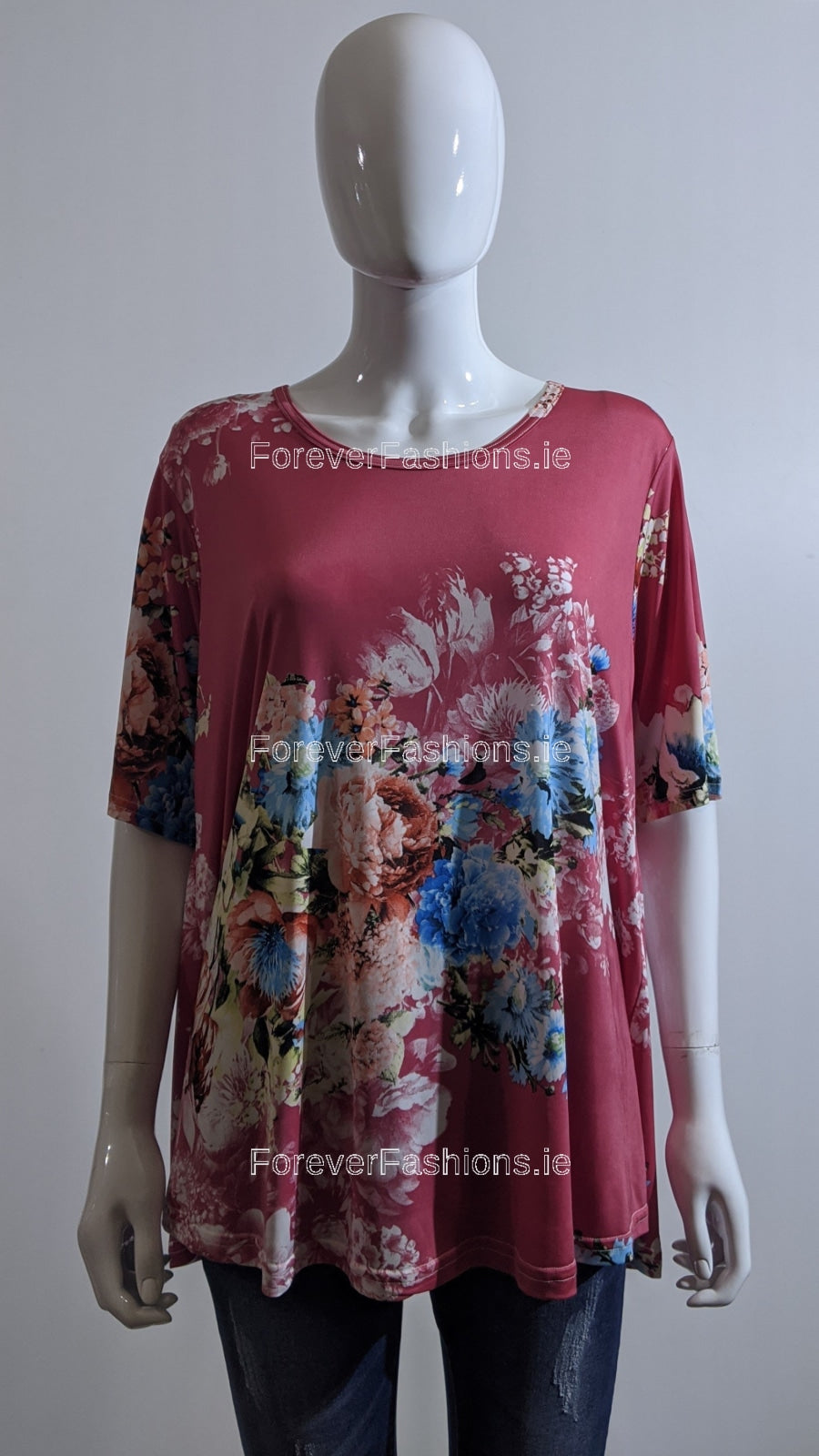 Cerise Pink Flower Print Top