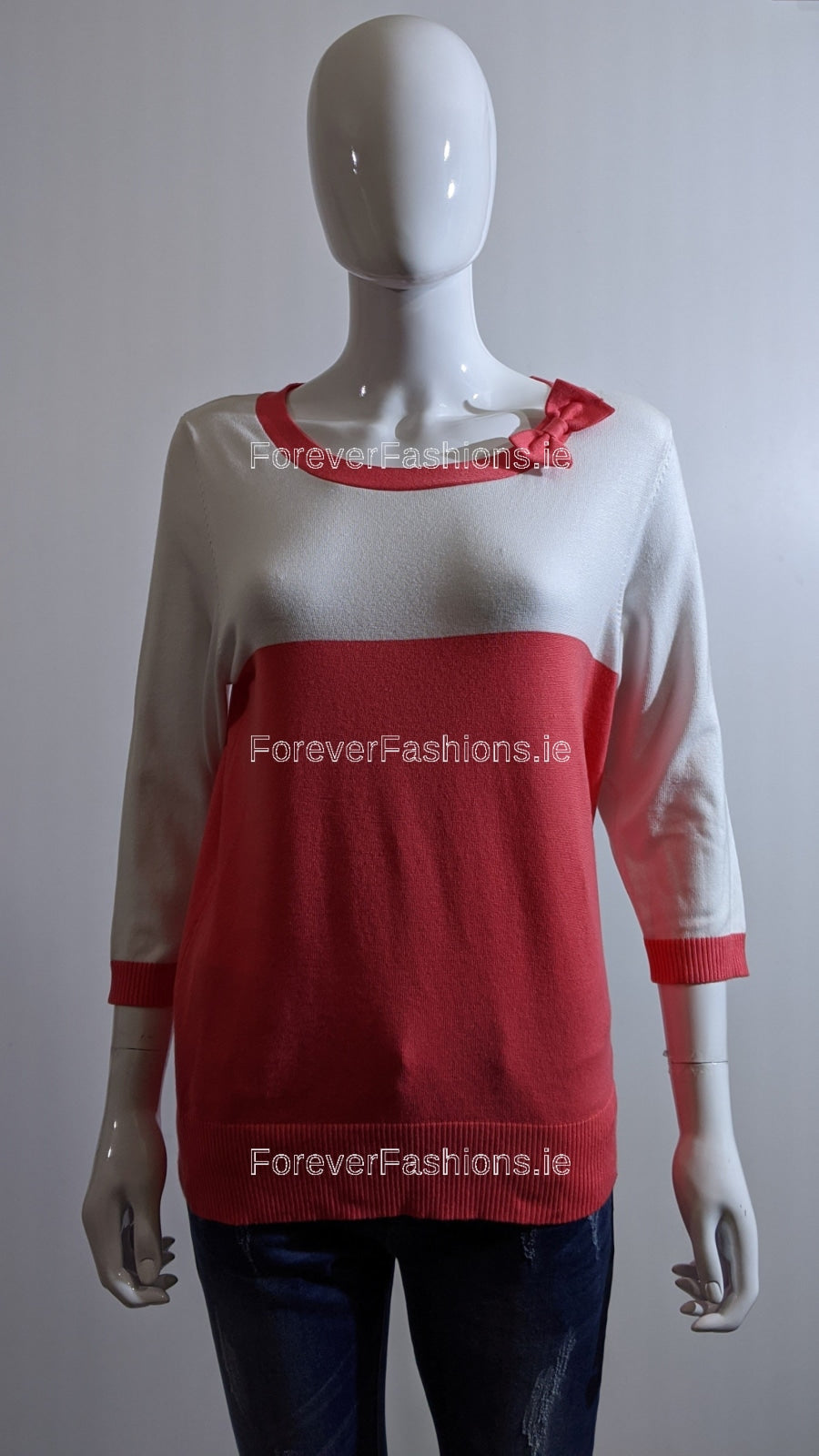 Coral Bow Round Neck Jumper