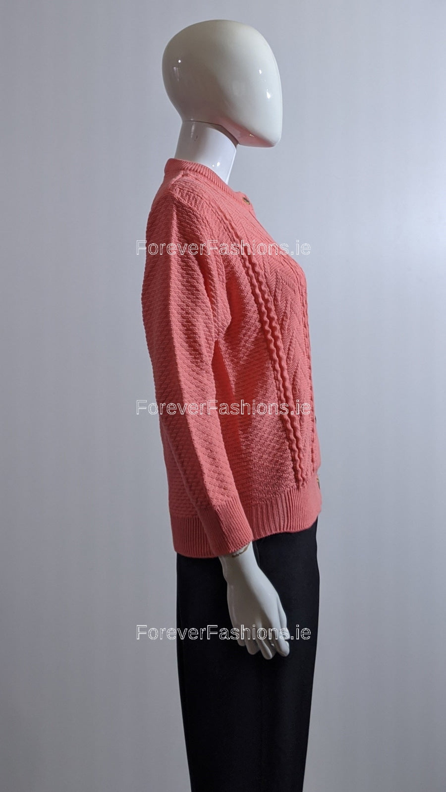 Coral Button Up Design Cardigan