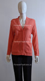 Coral V-Neck Two Pocket Cardigan