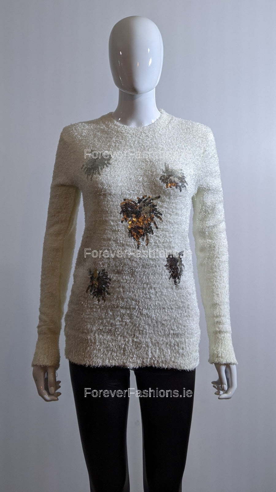 Cream Glitter Fluffy Jumper