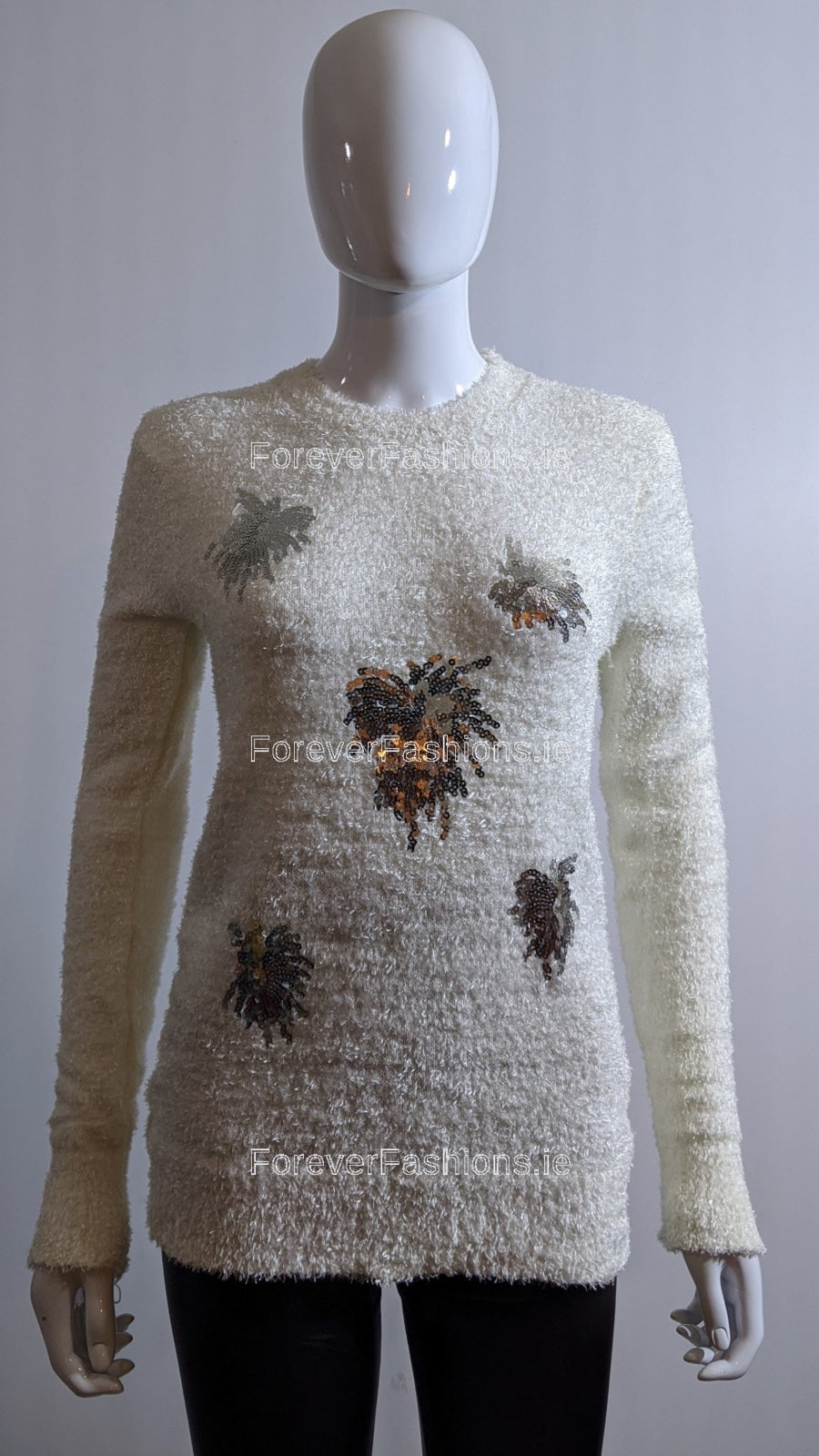 Cream Glitter Fluffy Jumper