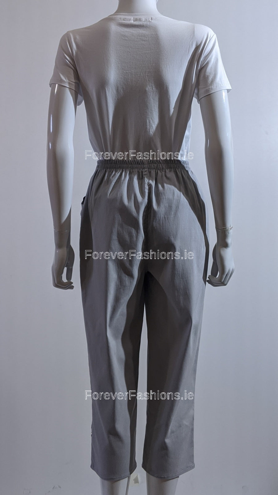 Grey Cropped Cotton Trouser