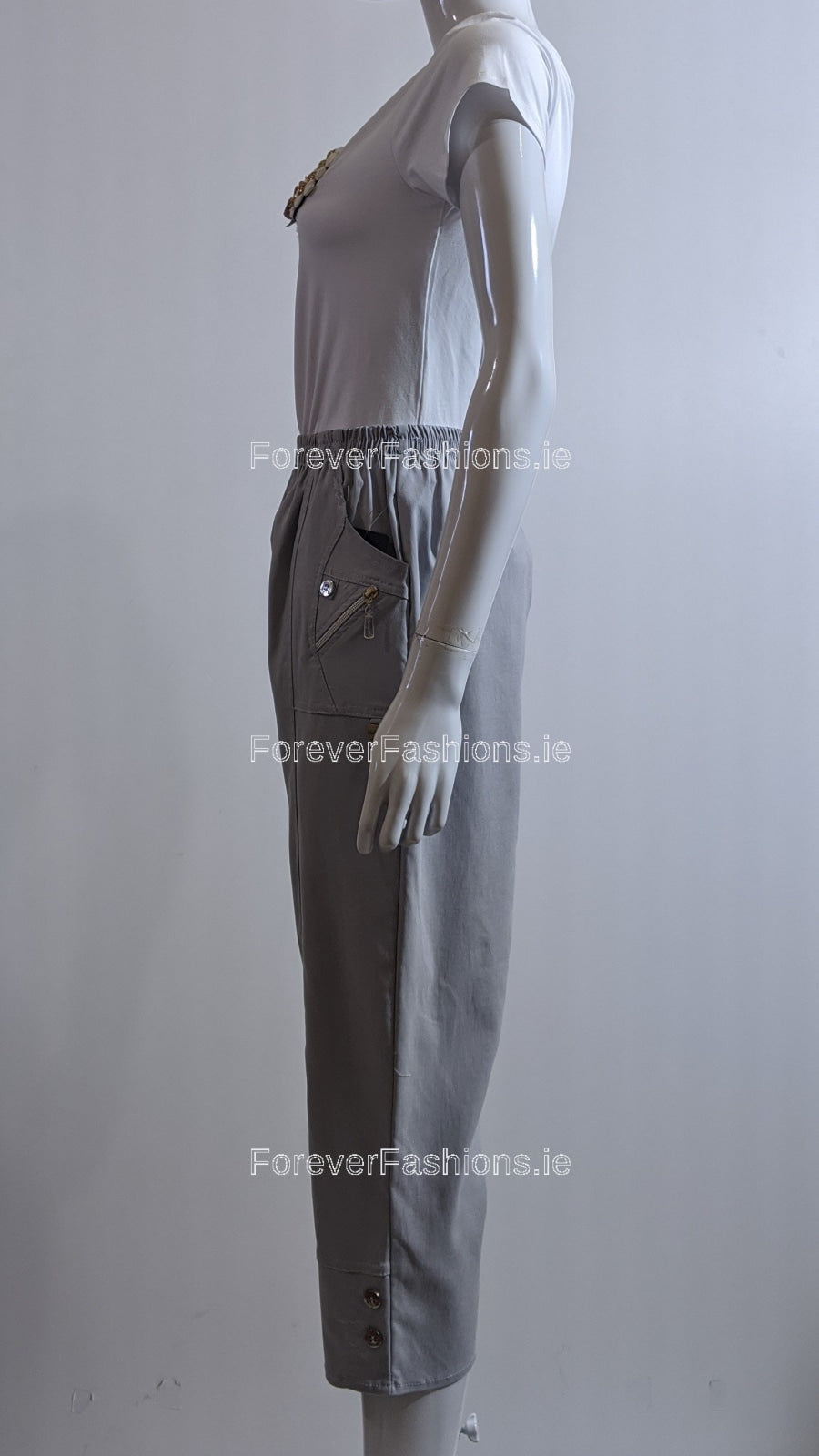 Grey Cropped Cotton Trouser