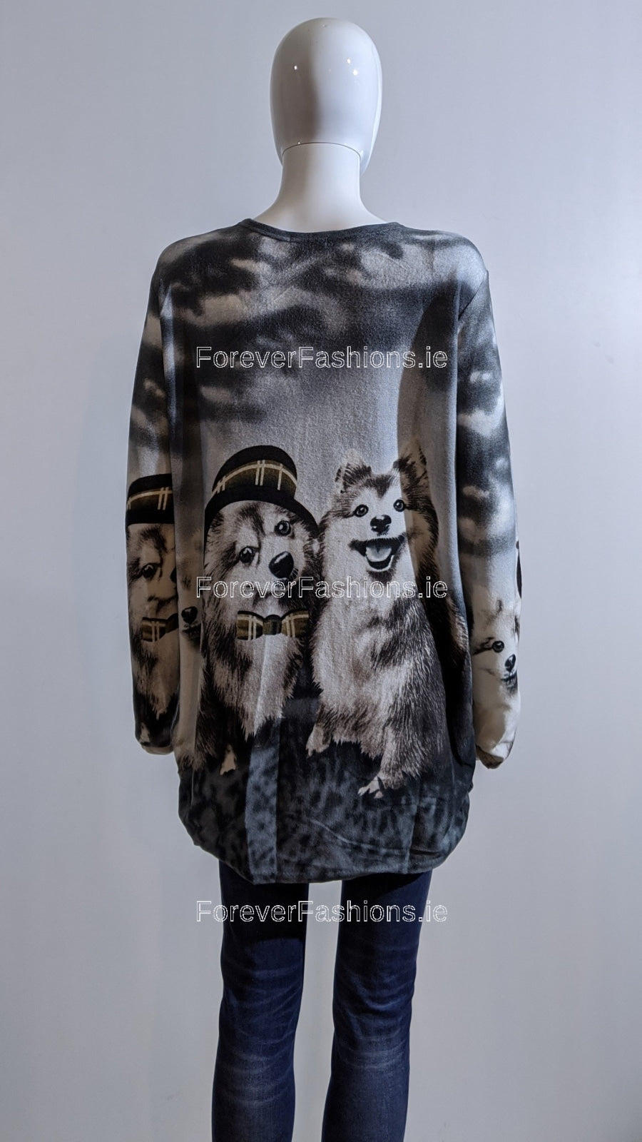 Grey Dog Glitter Design Top